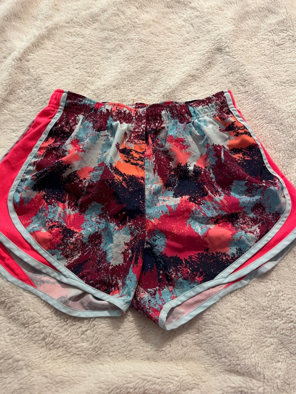Women's Athletic Shorts in Magenta Multi-Color Print